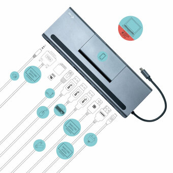 Dock USB-C univerzalny, HDMI, DisplayPort, VGA, ETH, microSD - 7