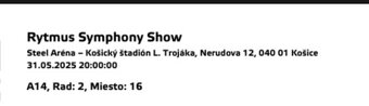Rytmus - Symphony Show, Na predaj 4 lístkySektor:A14 Rad: 2 - 7