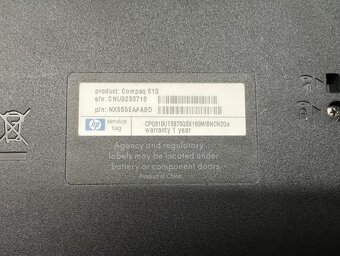 Predám notebook HP 15,6"Compaq 610 na diely alebo opravu - 7