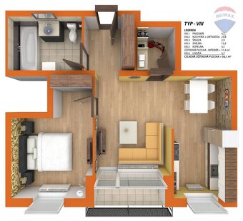NA PREDAJ: 2 izbový byt, 56m2, novostavba, balkón, Dunajská - 7