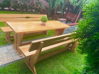 Masívny Dubový set srôl a dve lavice dĺžka 2m - 7