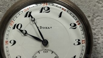 Starožitné pánské švýcarské kapesní STŘÍBRNÉ hodinky DOXA - 7