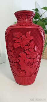 Starožitná čínska vyrezávaná váza z Cinnabaritu (rumelka) 18 - 7