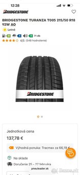 Bridgestone Turanza T005 215/50 R18 - 7