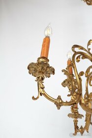 Starožitný elektrifikovaný bronzový lustr - 7
