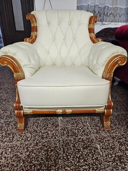CHESTERFIELD SEDAČKA,KOŽENÁ-KOMBINOVANÁ S DREVOM - 7