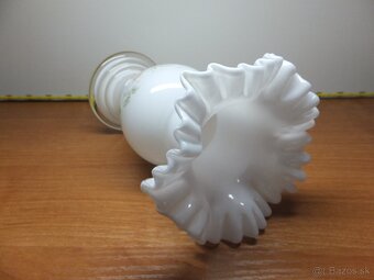 Krásná retro opálová váza s dekorem kytky. - 7