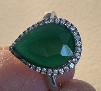 Prsteň a náušnice zelený jadeit - 7