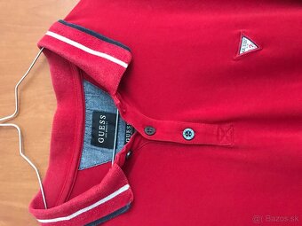 GUESS originál Red pánske polotricko L - 7