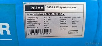 Dvojvalcový kompresor s 50l. nádržou na 380V. - 7