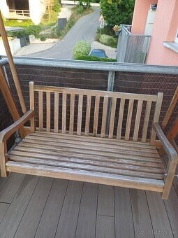 Drevená záhradná/balkónová hojdačka so strieškou - 7