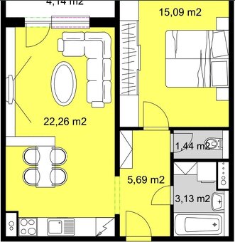 PRENÁJOM zariadený 2-izbový byt novostavba Kongres Strážske - 7