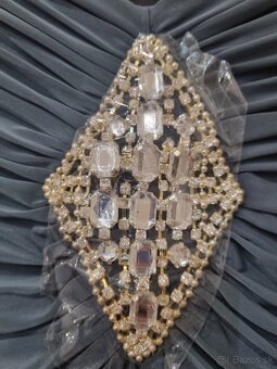 Sivé elastické koktejlky so štrasovými aplikáciami - nové - 7