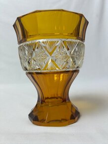 Vaza Brusene, žlté sklo - 7