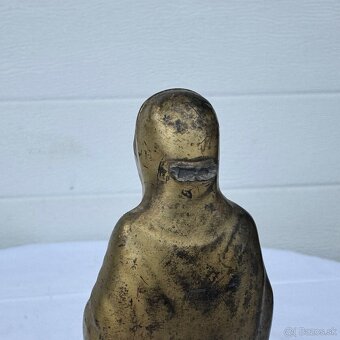 Stará kovová soška Panna Marie v barvě starého zlata - 7