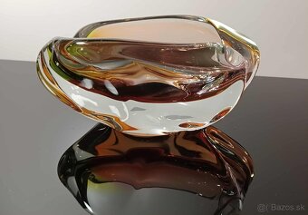 Nádherný popolník, miska z hutného skla návrh Jozef Rozínek - 7