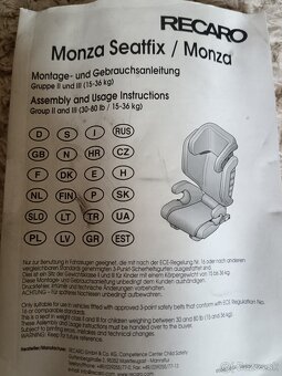 auto sedačka RECARO monza 15-36kg top stav - 7