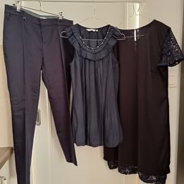 Dámske modré čipkované šaty, topy, nohavice - 7