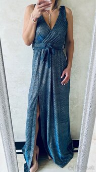 Spoločenské šaty metalic blue - 7