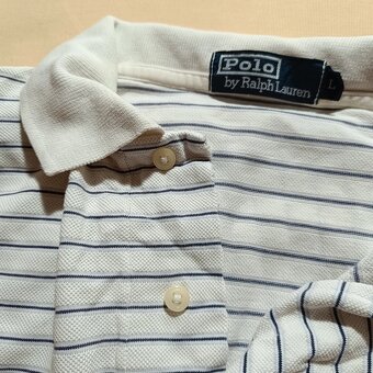 Polo Ralph Lauren biela polokošeľa s krátkym rukávom pruhy L - 7