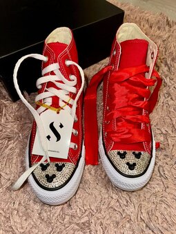converse mickey mouse shoozers crystals red tenisky - 7