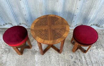 Art Deco stolík + taburetky - S07 - 7