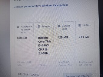 predám Lenovo Thinkpad t470 / Intel core i5 / 256gb ssd - 7