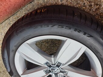 Alu disky VW 5x112 R17 + Letné pneu 215/55 R17 - 7