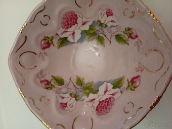 Růžový porcelán, dvojmiska ve tvaru košíku, Chdov - 7