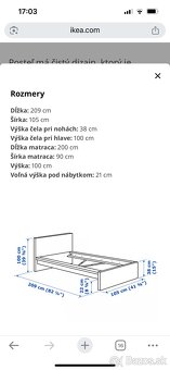 Postel MALM Ikea,farba biela/Leirsund, 90x200 cm - 7