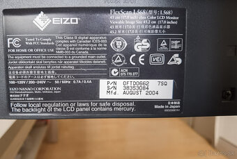 Predám veľmi zachovalý LCD EIZO FlexScan L568 17" monitor - 7