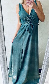 Spoločenské šaty metalic mint green - 7