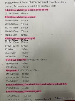 Plastové balkonové dvere 2-krídlové,biele,nové - 7