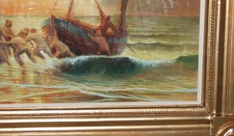 OBRAZ - Olejomaľba - Rybári pri západe slnka - 7