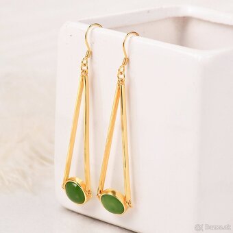 Nefritové visiace náušnice s certifikátom - 7