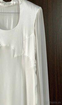 Dlhé spoločenské / svadobné /popolnočné biele šaty zo saténu - 7