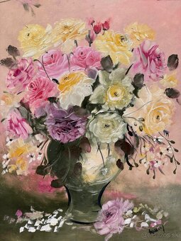 Olejomaľby kvetov vhodné ako dar - 7