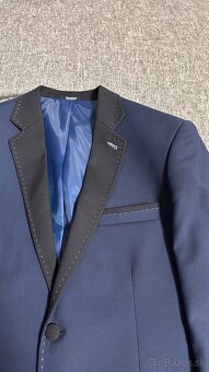 Tmavomodrý svadobný oblek + vesta Pavanna (ako nový) - 7