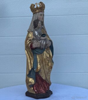 Dřevěná starožitná socha Panna Marie - 7