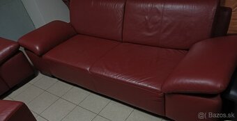 Kožená sedacia súprava s taburetom - ako NOVÁ, TOP STAV - 7