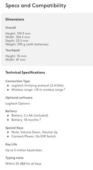 Logitech K400 Plus – bezdrôtová klávesnica s touchpadom - 7