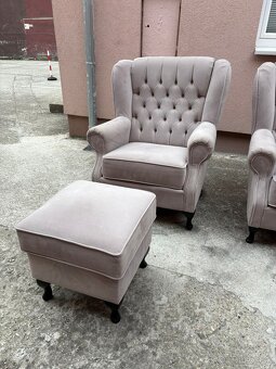 Elegantné kreslá 2ks + taburet - 7