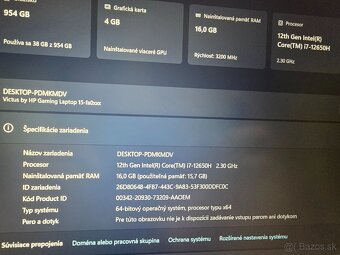 15.6 palcovy HP Victus s RTX 3050 Titanium i7 procesorom 12 - 7