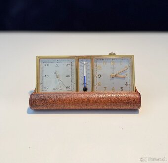 Vzácné Vintage ANGELUS Barometer-Alarm Clock s Teplomerom - 7