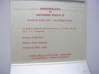 Druhá sada euromincí VATIKAN 2003 pápež Ján Pavol II. - 7