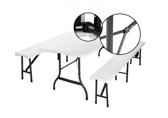 Pivný záhradný kempingový set skladací 183 cm - biely - 7