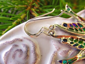 Strieborné náušnice osádzané markazitmi a smaltom, Ag 925 - 7