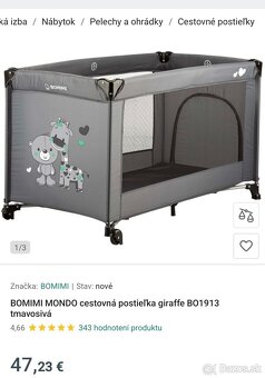 Detska prenosna postielka Bomimi + matrac - 7