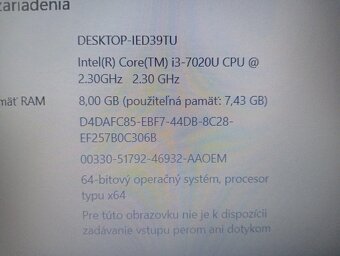 predám Lenovo V130-15IKB / Intel core i3 /8gb ram /ssd - 7