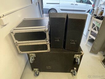 2x satelit 1x subbas, zosilňovače, DBX, Rack - 7